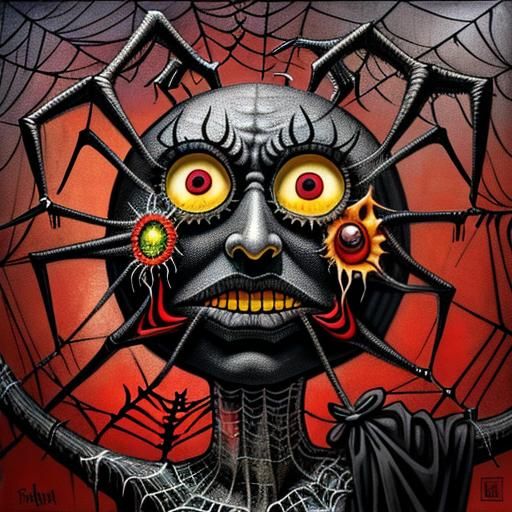 Pagan with Spider Web Eyes: A Surreal Image