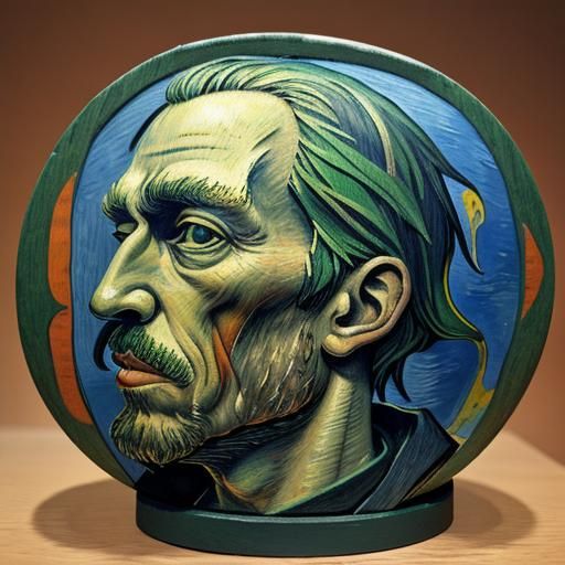 Surreal Smoker in Woodcut 3D Futurism Style