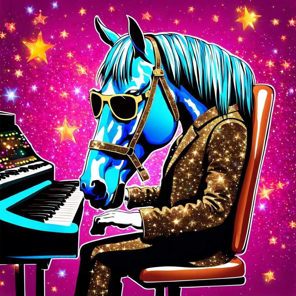 Horse Plays Keyboard with Sunglasses On