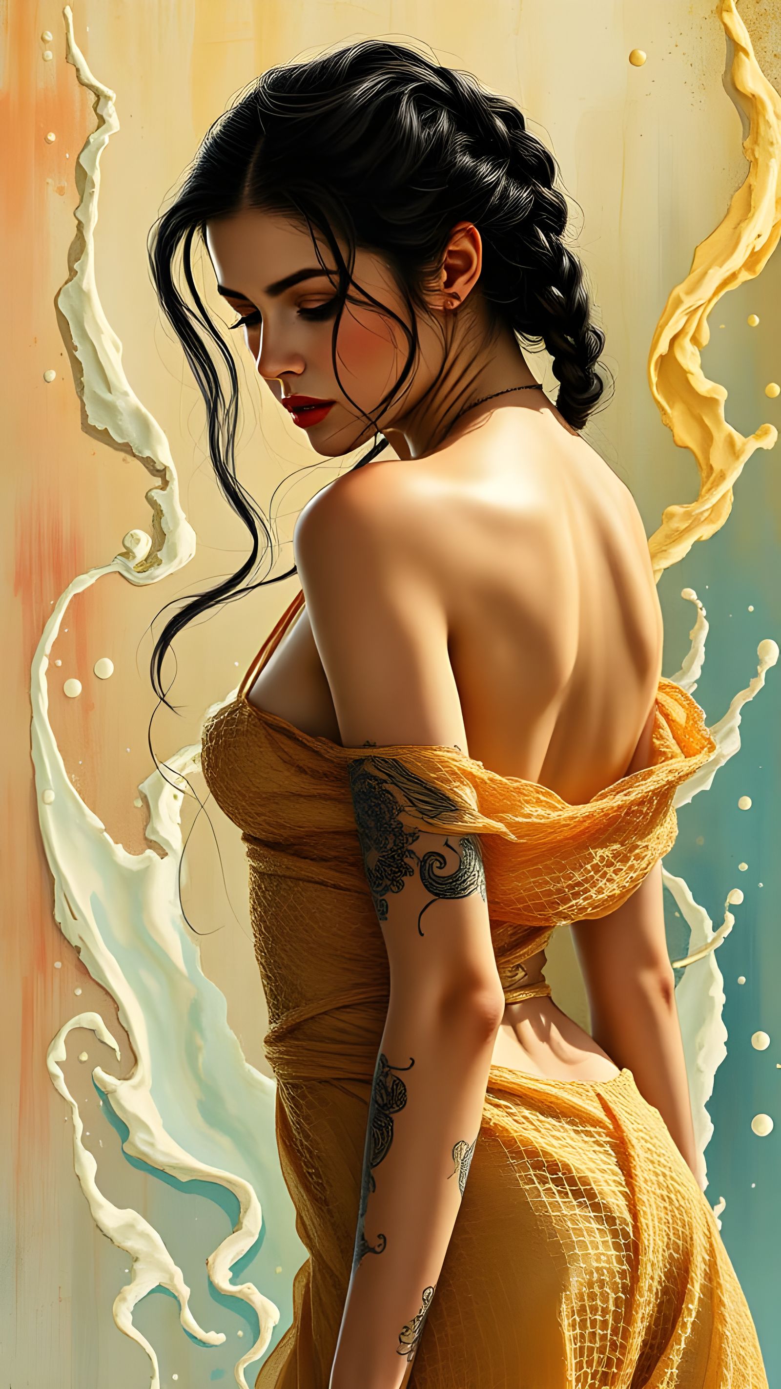 Ethereal Topless Baker in Deep Water Scene