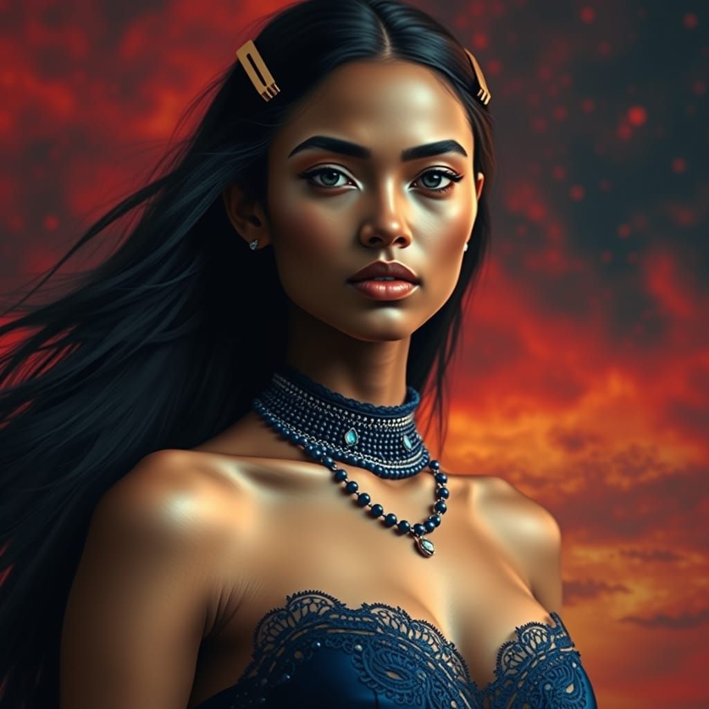 Sri Lankan Woman Portrait in Gothic Victorian Style