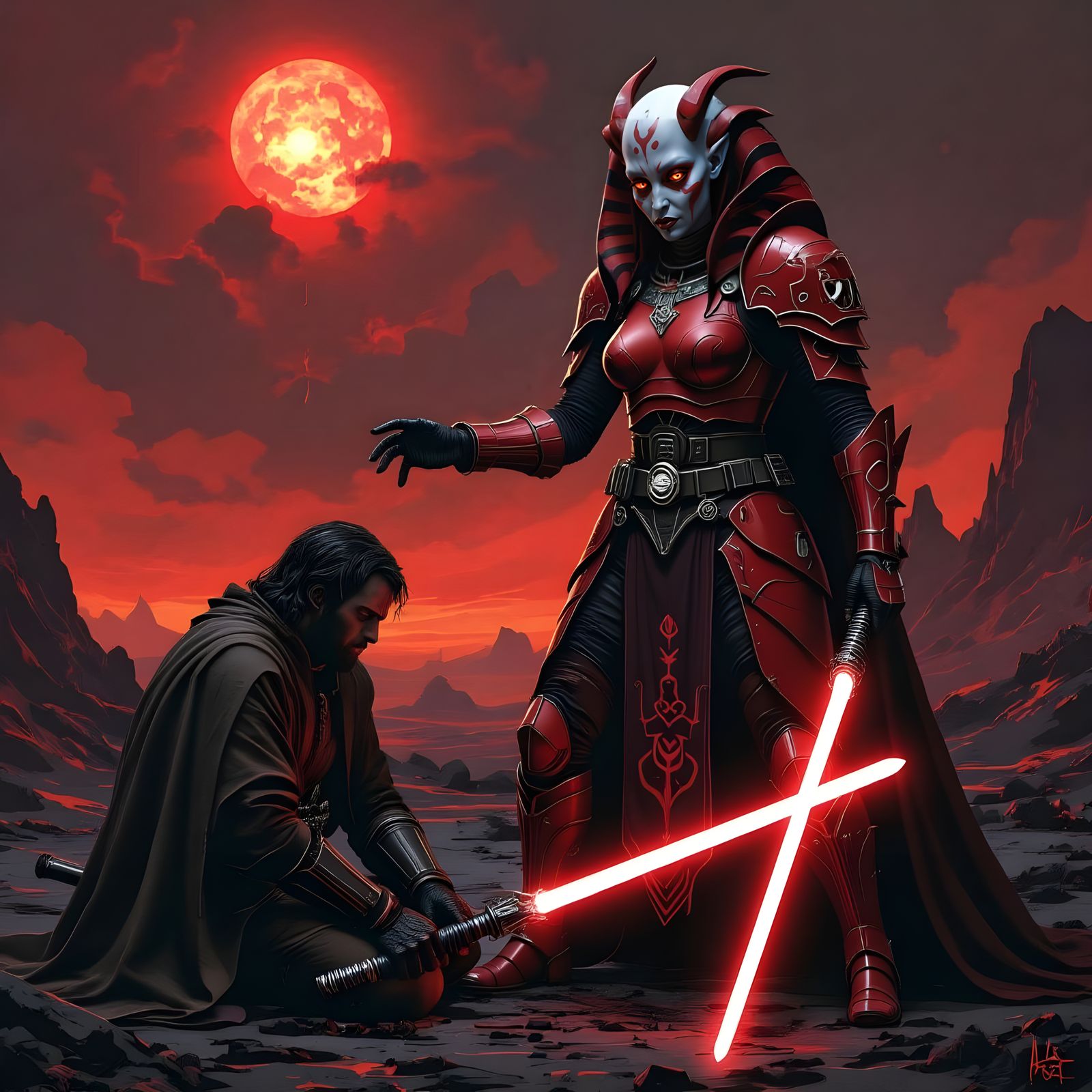 Naked Twi'lek Sith Dominates Jedi Master in Dark Confrontati...