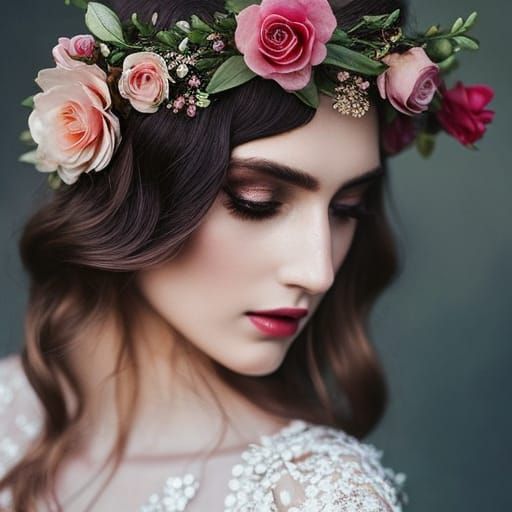 Beautiful Flower Lady Portrait in Photorealistic Style