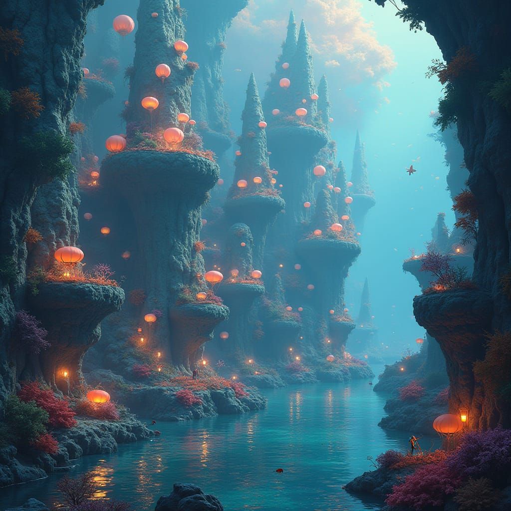 Glittering Reef City Suspended by Sea-Lantern Balloons