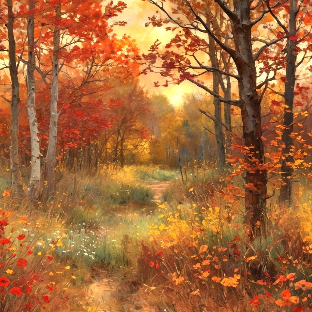 Enchanting Autumn Meadow Impressionist Landscape