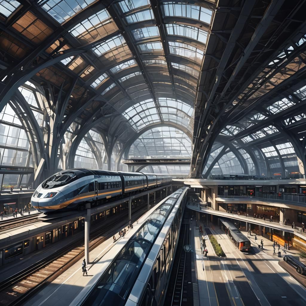 Luxury Railway Station with Modern Glass Design