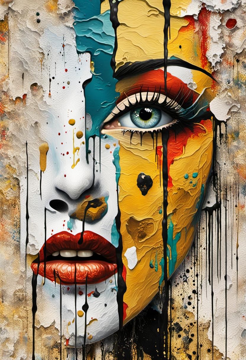 Contemporary Surrealist Portrait in Vibrant, Expressive Oil....