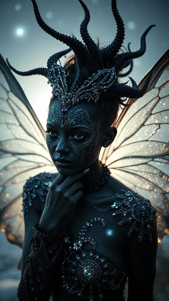 Nebula Fairy Goddess with Translucent Wings