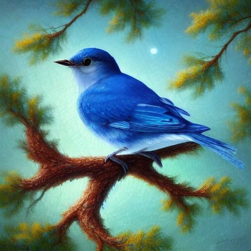 Crystalline Bluebird on a Branch