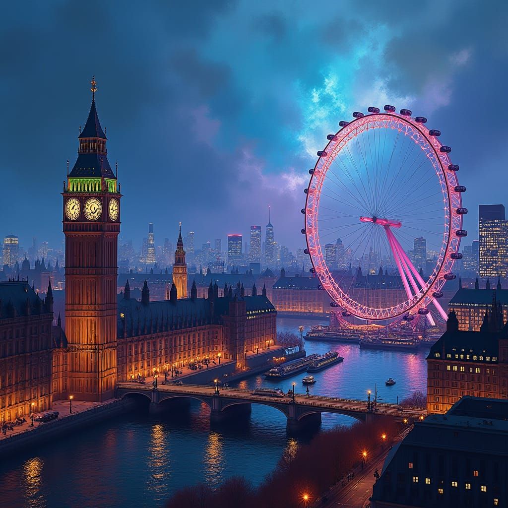 Dreamlike Neo-impressionist London Cityscape