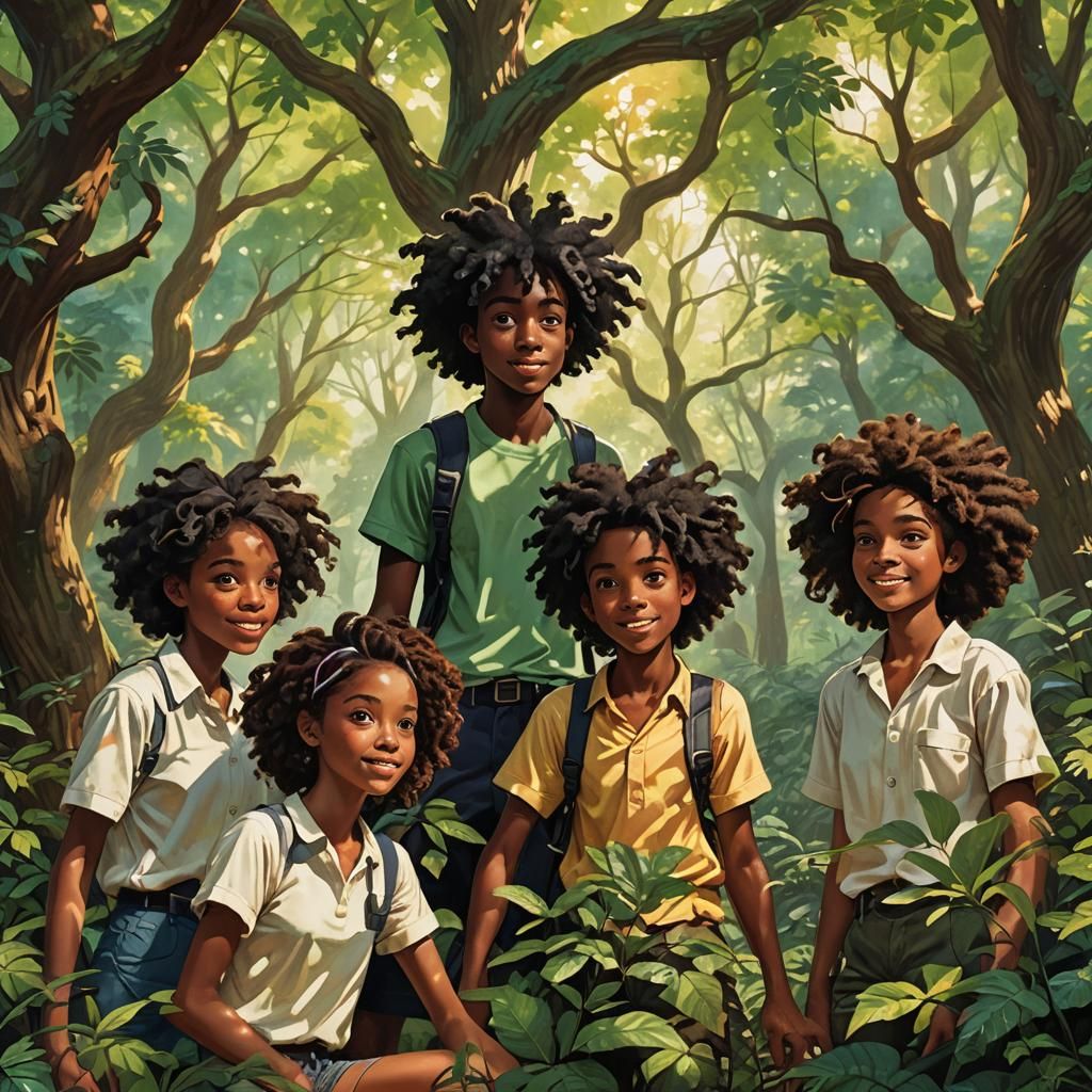 Youthful Friends Explore Forest in Anime-Inspired 3D Art