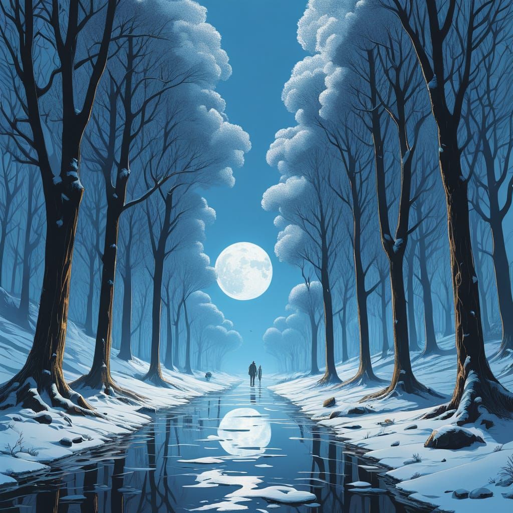 Elegant Futuristic Jasperware Landscape with Embossed Flower...