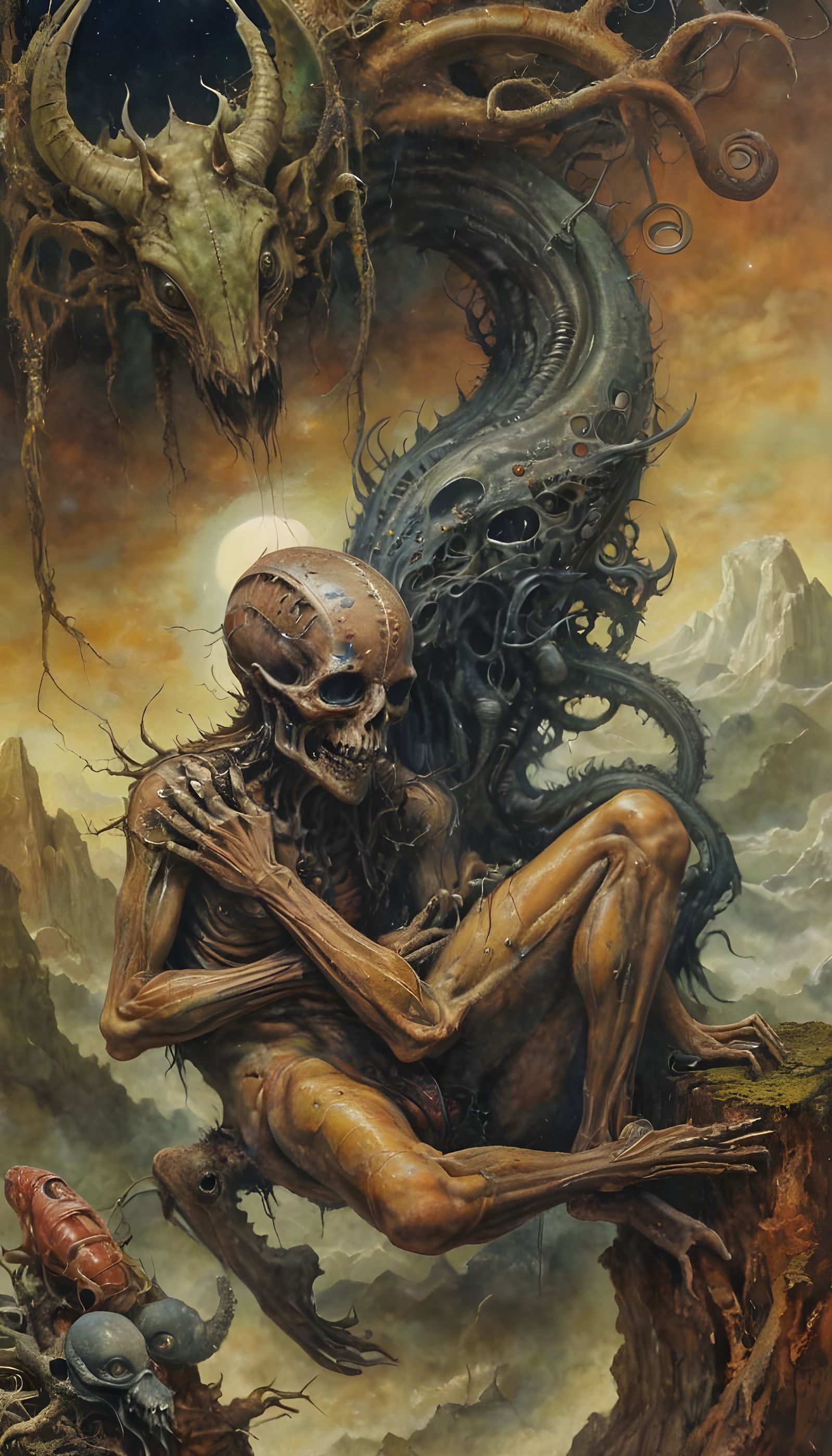 Psychedelic Dreamscape: Surreal Fantasy Painting with Crypti...