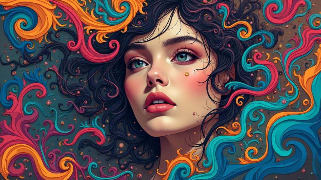 Kaleidoscopic Woman in Surreal Digital Art Style