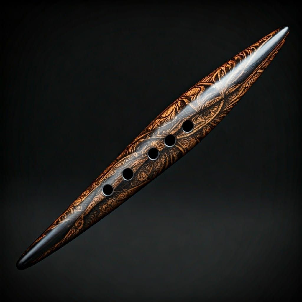 Dinosaur Tooth Ebony Wand Flute: Mystical Instrument