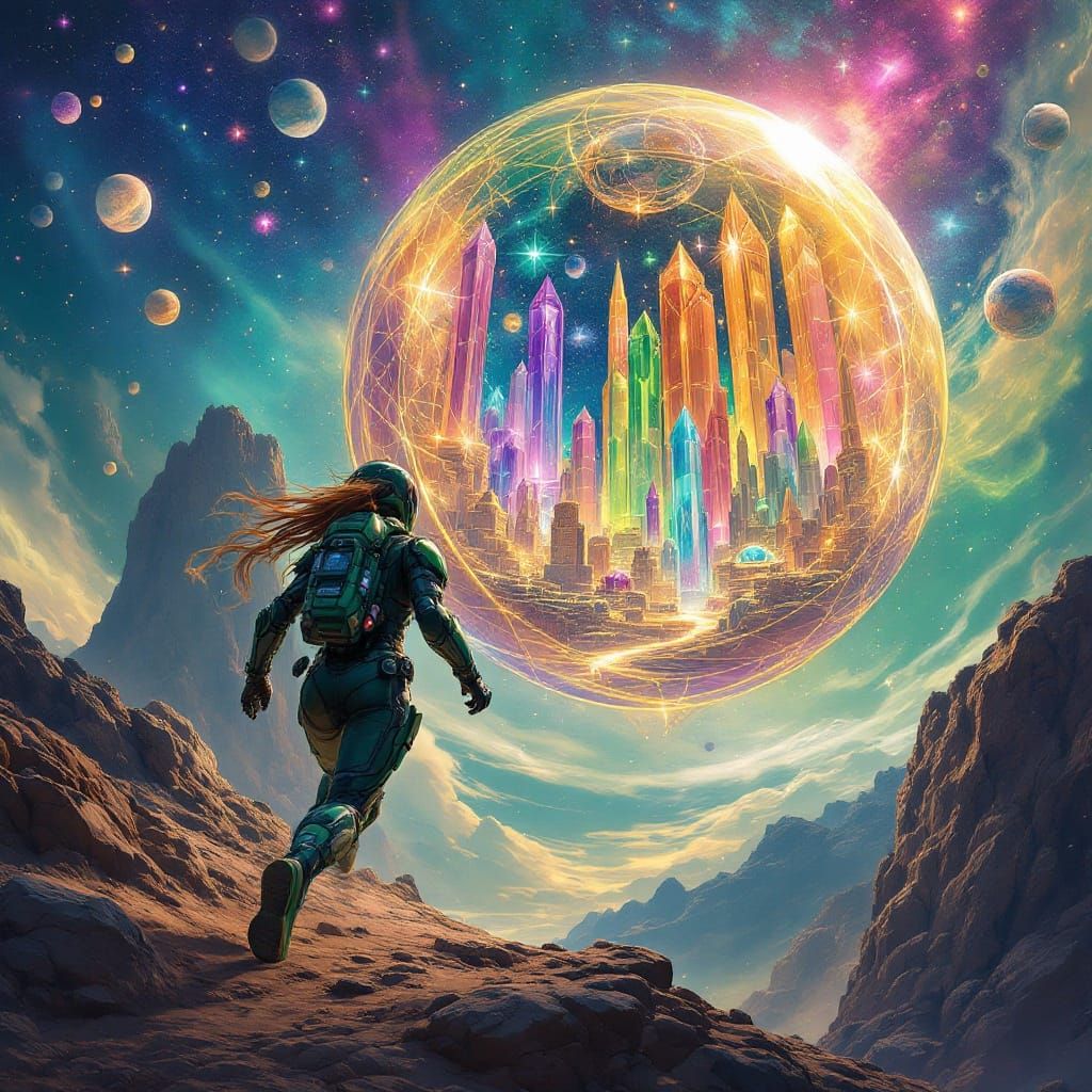 Cyberpunk Space Warrior Rises to Cosmic City