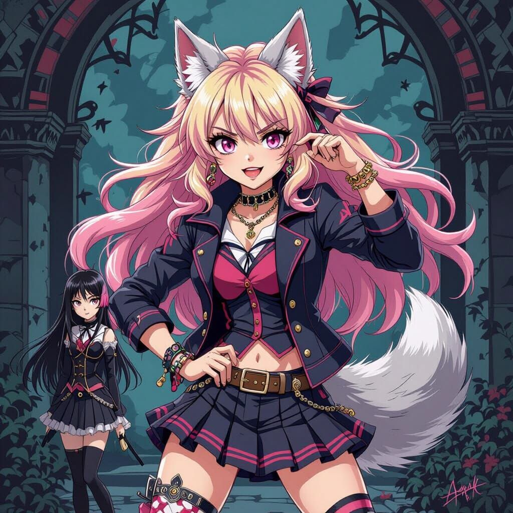 Enid and Wednesday: Anime-Inspired Werewolf Scene