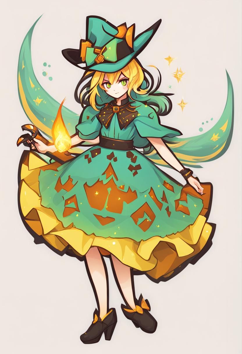 Attractive Light Witch Character in Fantasy Style