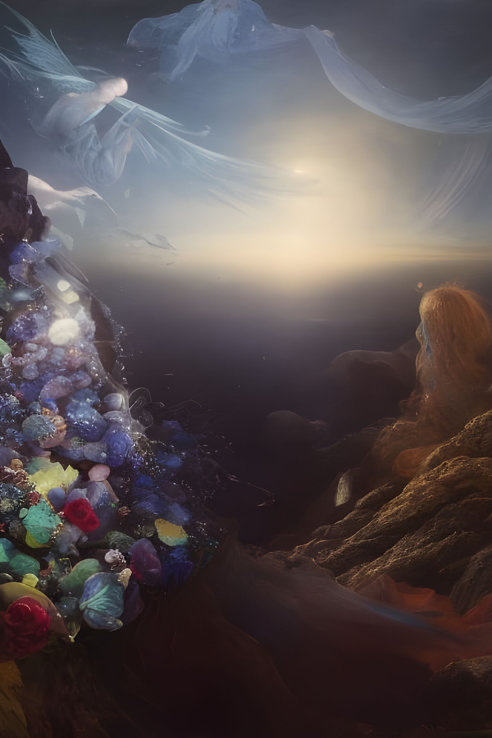 Surreal Aerial Performance with Precious Stone Inlay