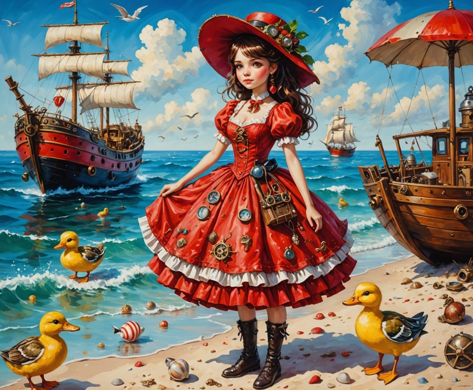 Steampunk Beach Vacation with Strawberry Character