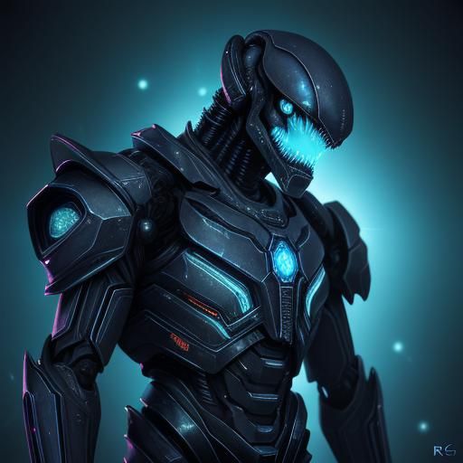 Surreal Alien Beetle with Glowing Exoskeleton