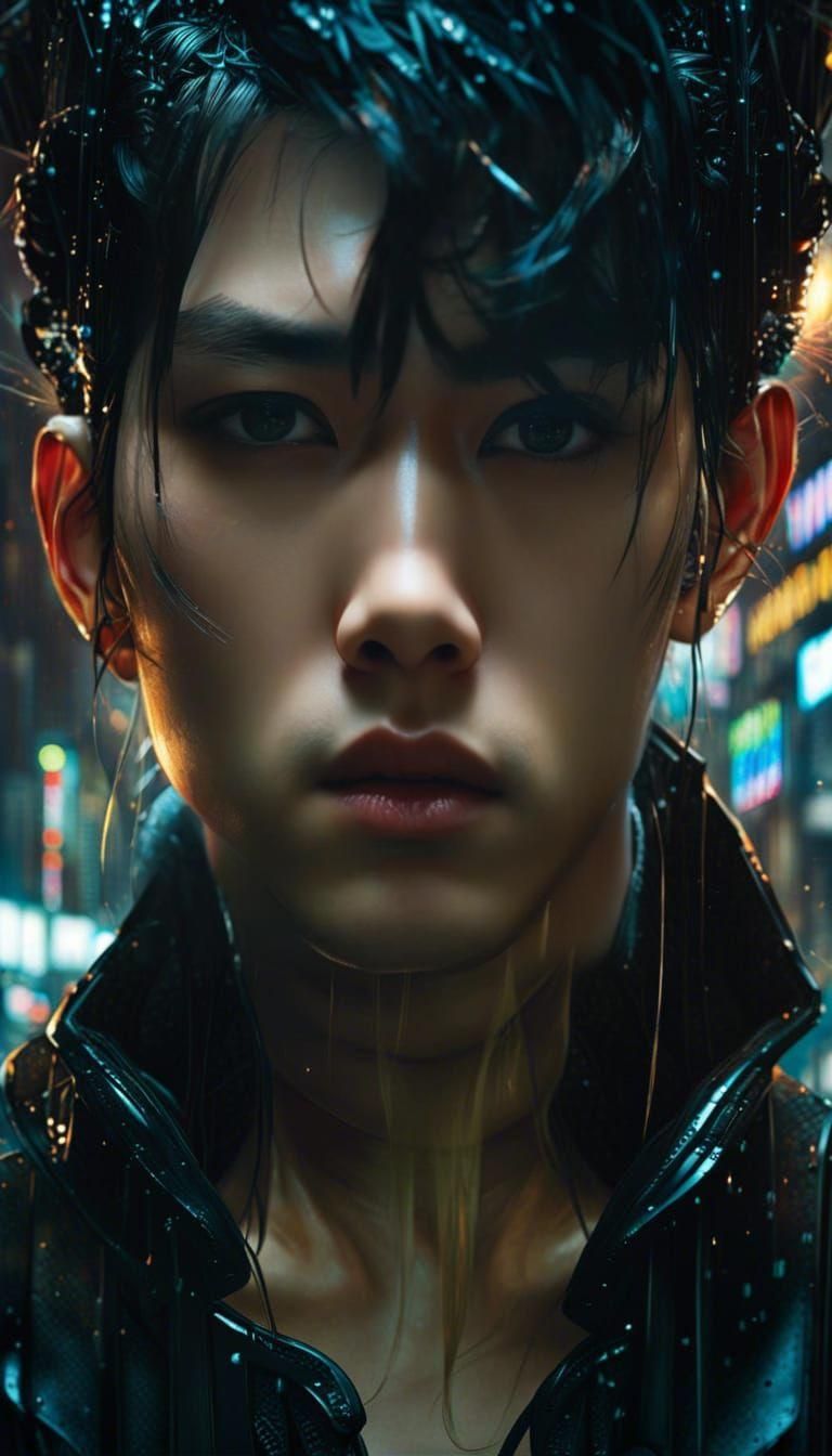 Cyberpunk Manhwa Portrait Ready for Fight