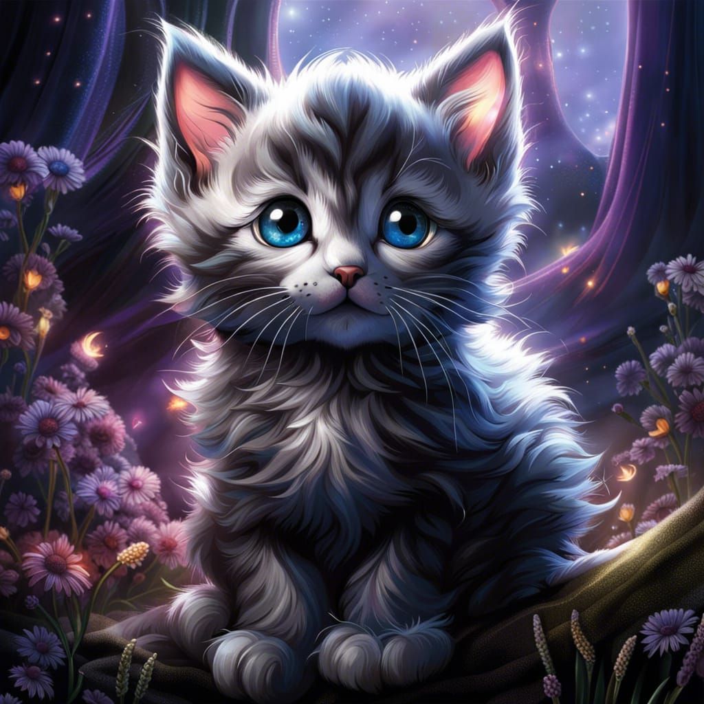 Anime Kitten with Detailed Eyes