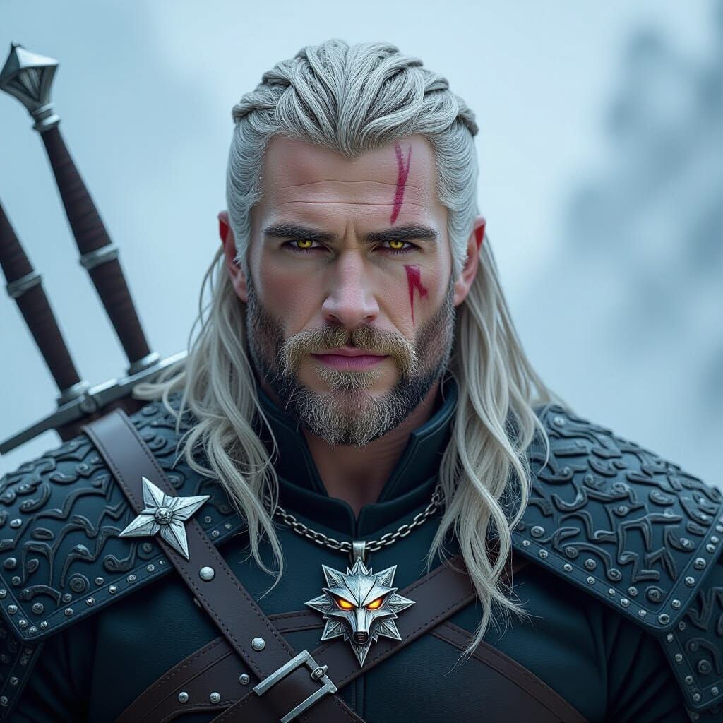 Liam Hemsworth as Geralt: Dark Fantasy Witcher Portrait