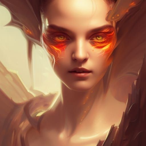 Dragon Fire Eyes Portrait in Hyperdetailed Style