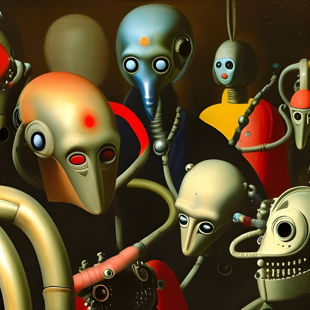 Alien Hybrid Robots in Classical Painting Style