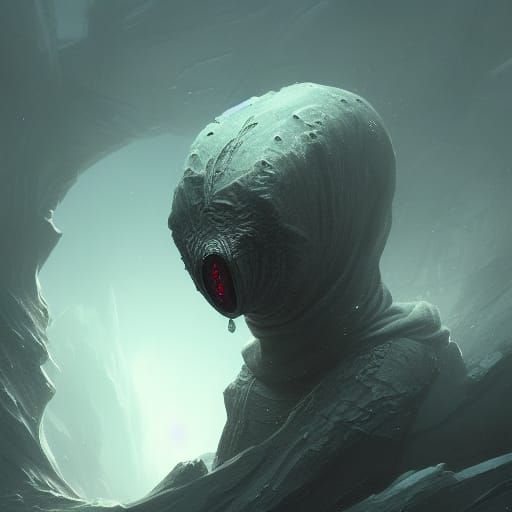Hooded Alien Creature in Dark Fantasy Style