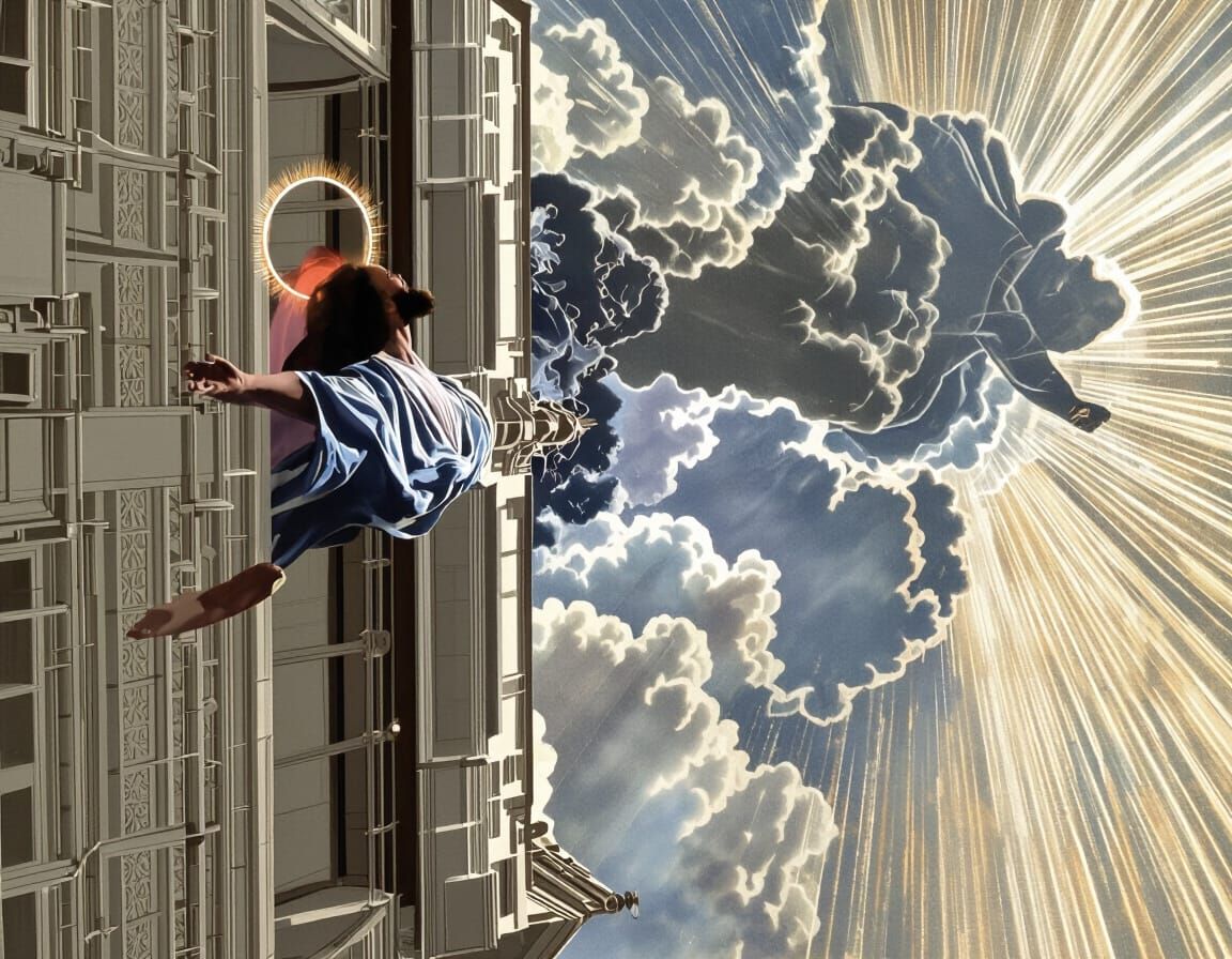 Radiant Figure in Divine Light: Caravaggio Style