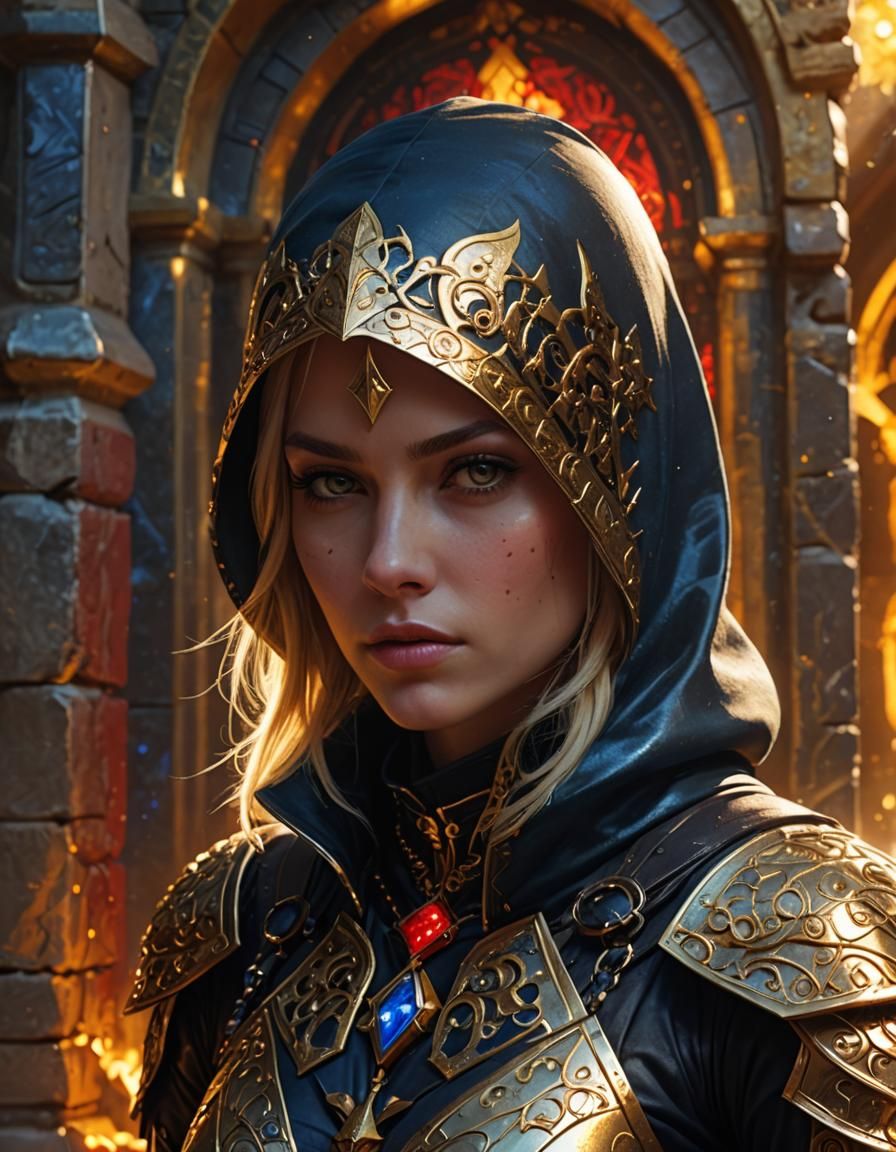 Female Assassin in Magical Suit: Digital Art