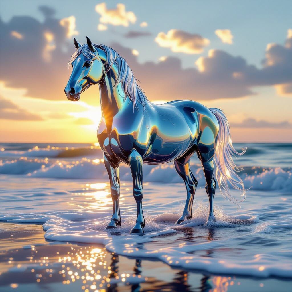 Majestic Water Horse on Misty Shore