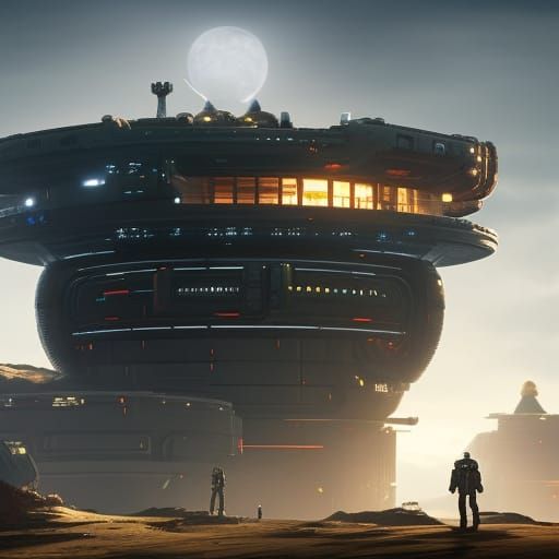 Optimus Prime Portrait on Moon Base, Digital Art