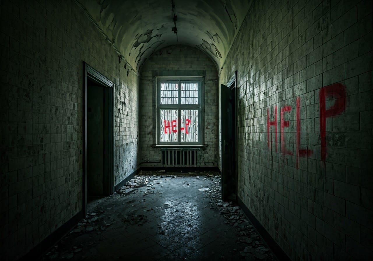 Creepy Abandoned Asylum with Ghostly Apparitions