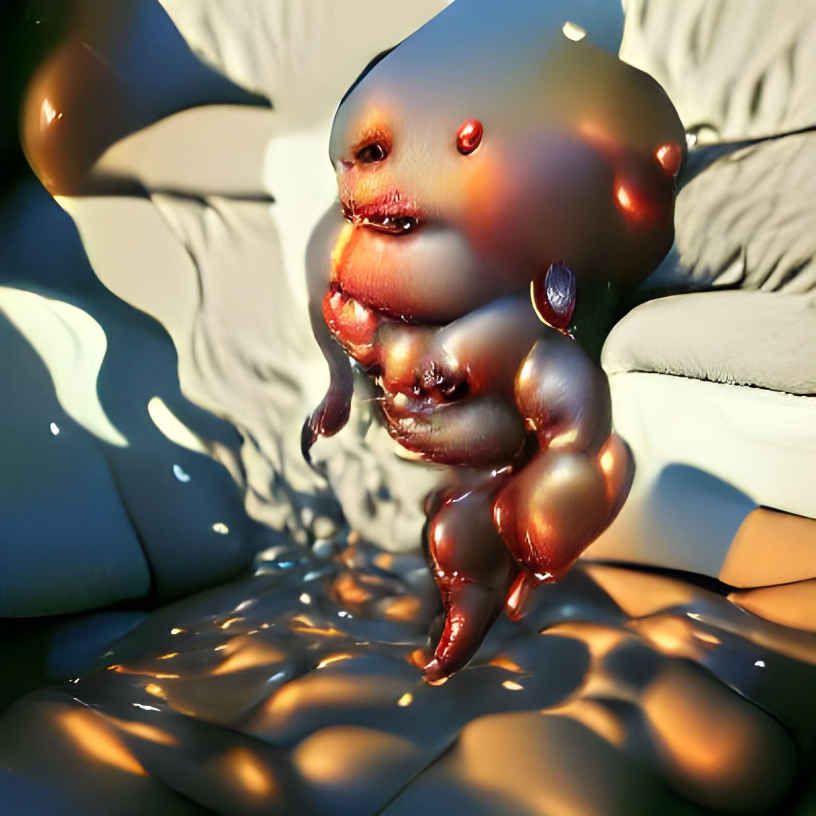 Bulbous Flesh Monster Baby in 3D Art Style