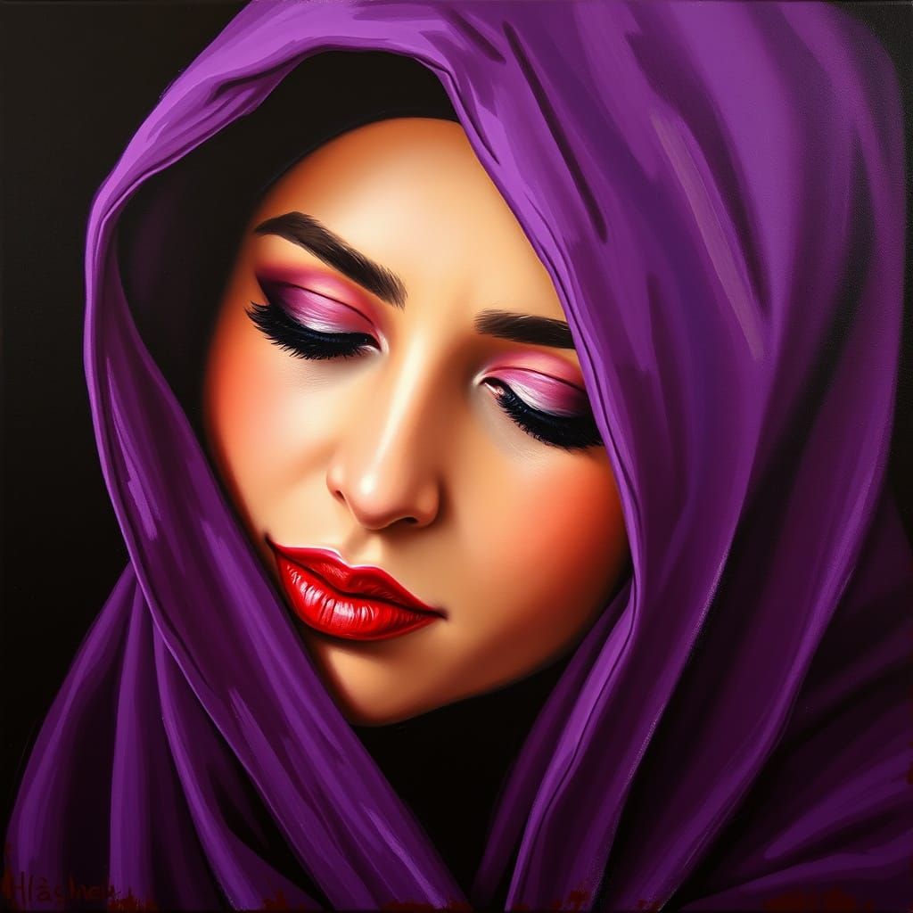 Auroral Portrait of an Afghan Woman in Elegant Veil