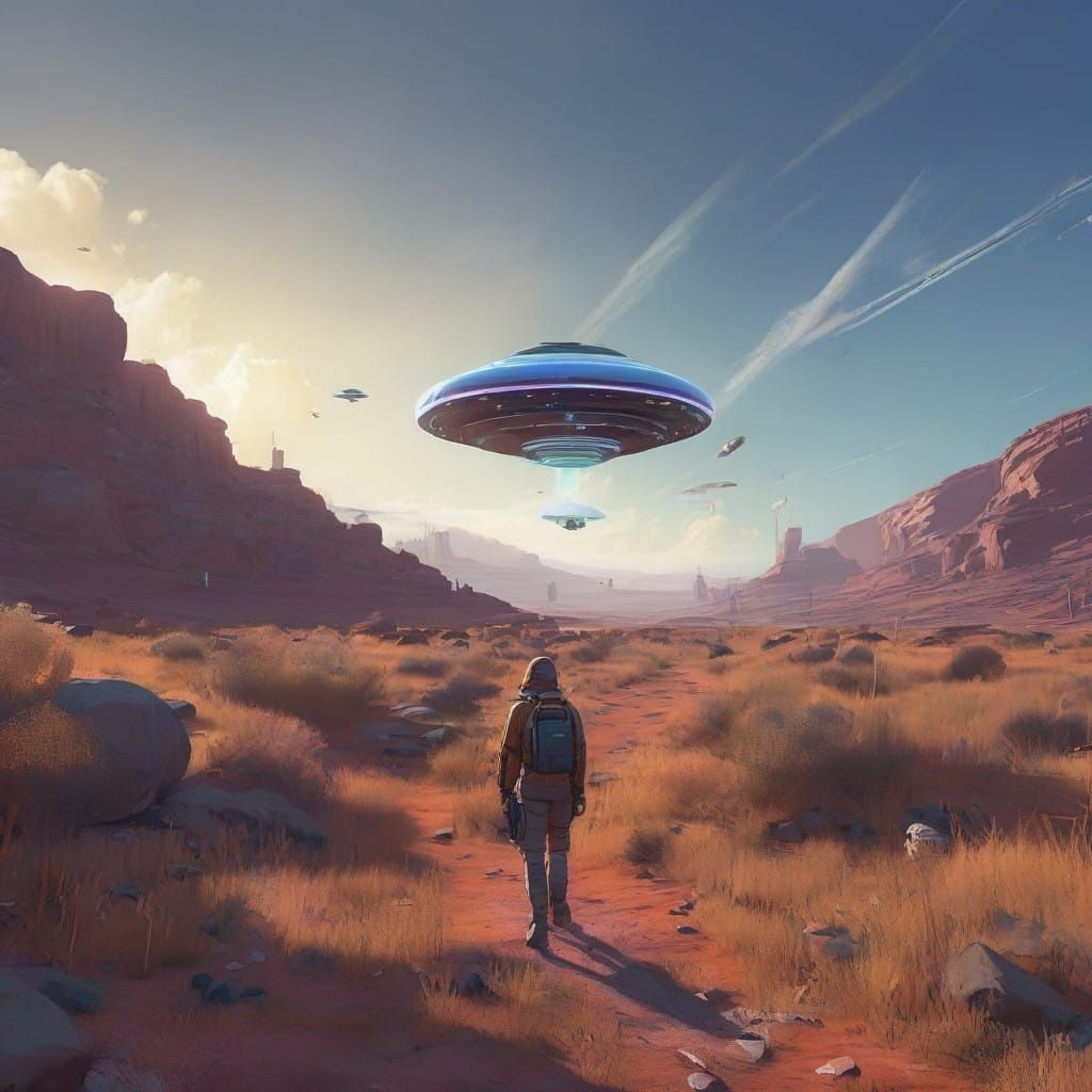 Sleek Metallic Drone Radiates Otherworldly Energy in Futuris...