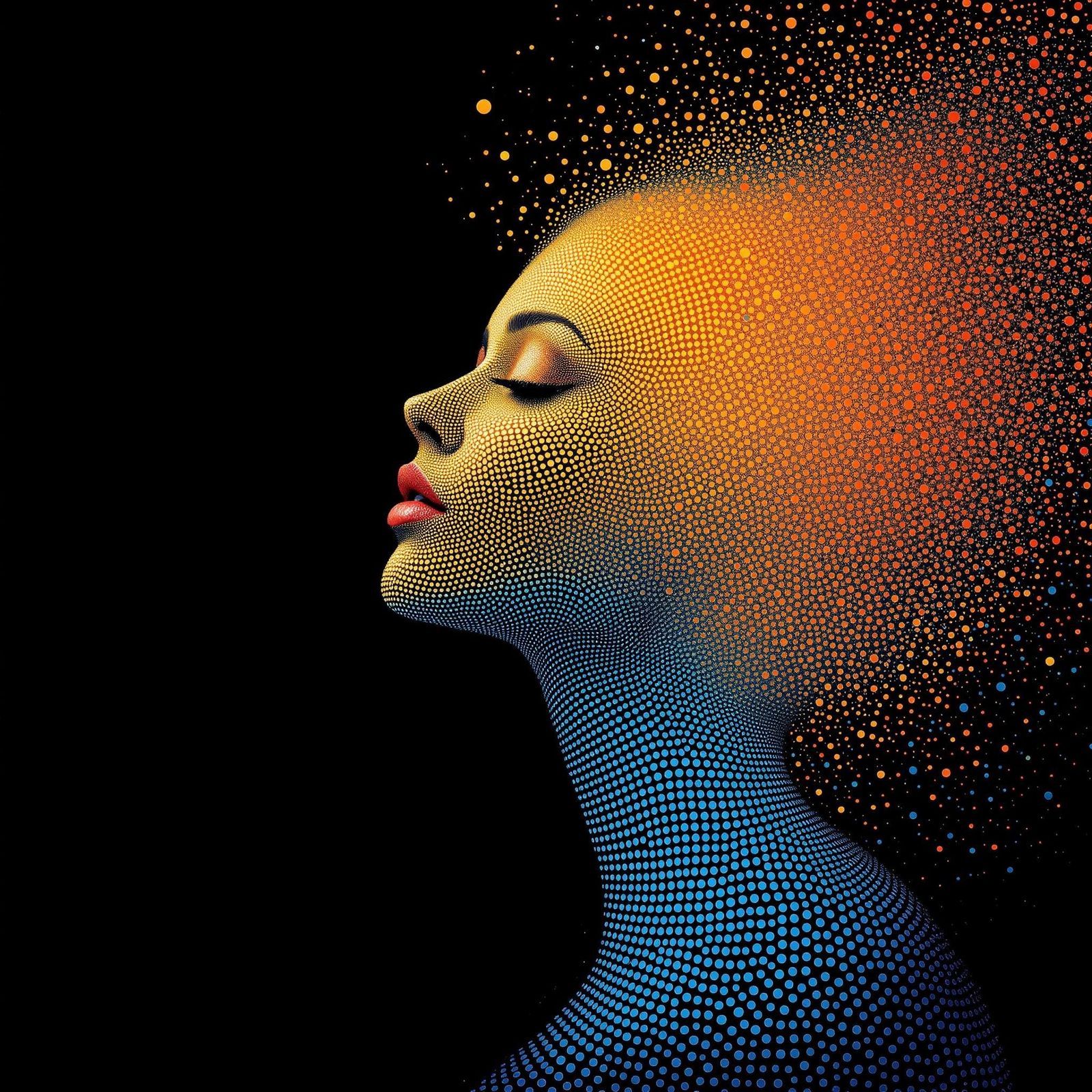 Ethereal Woman Emerges from Vibrant Color Vortex