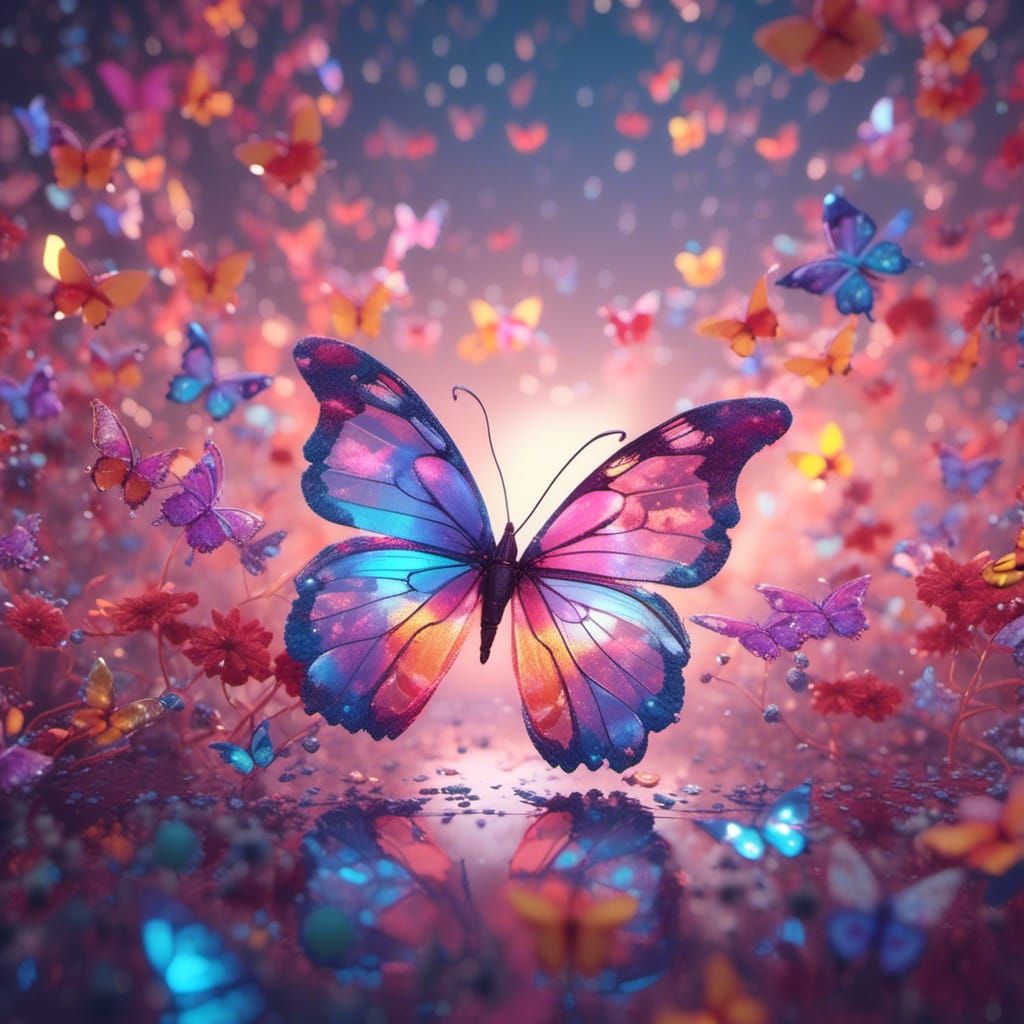 Holographic Butterfly in Pastel Colors