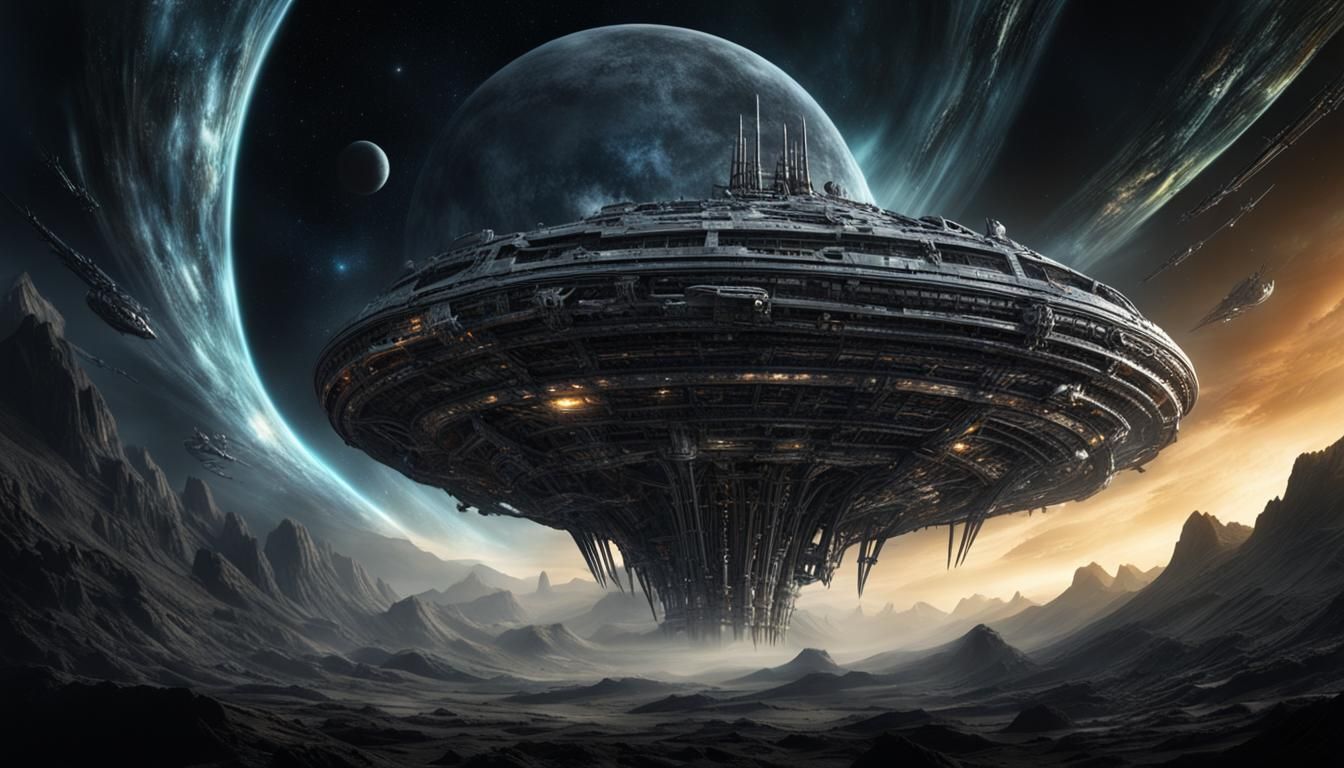 Gigeresque Starship Emerges from Black Hole