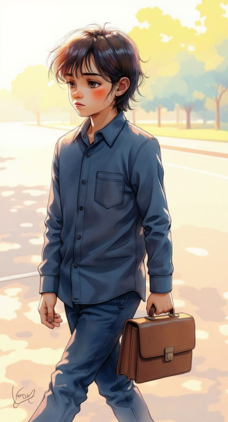 Girl in Car: Reflective Watercolor Illustration