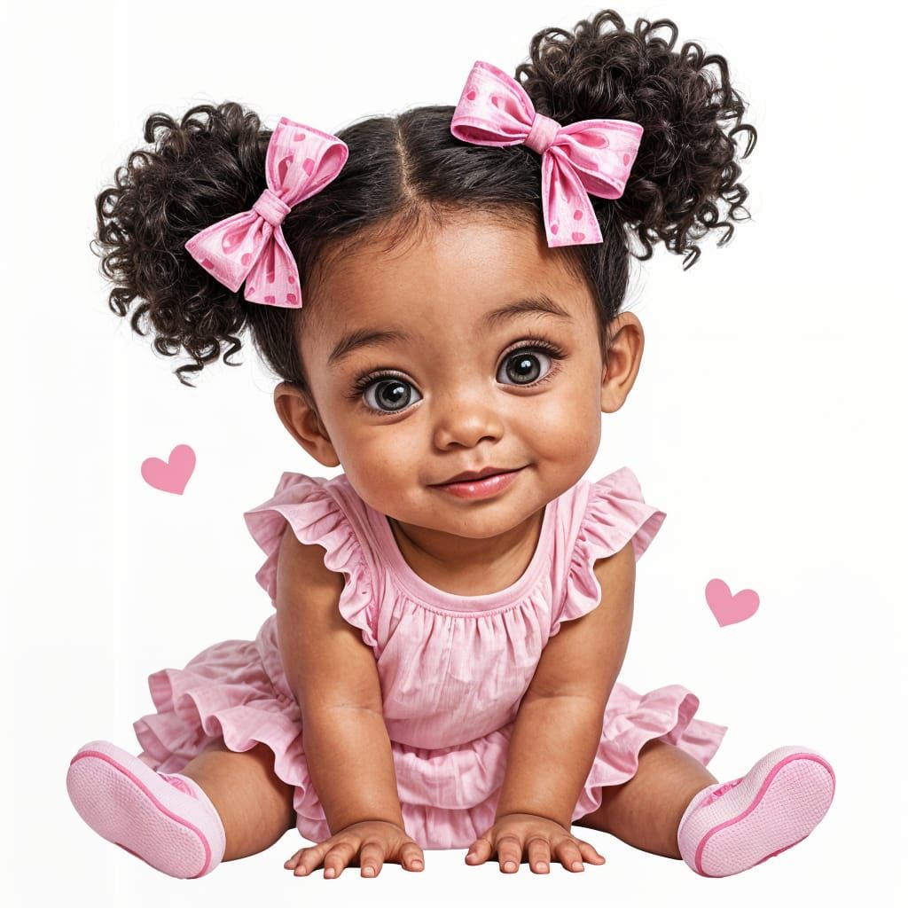 Adorable Black Toddler in Pink Outfit