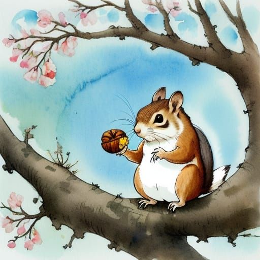 Squirrel with a snack