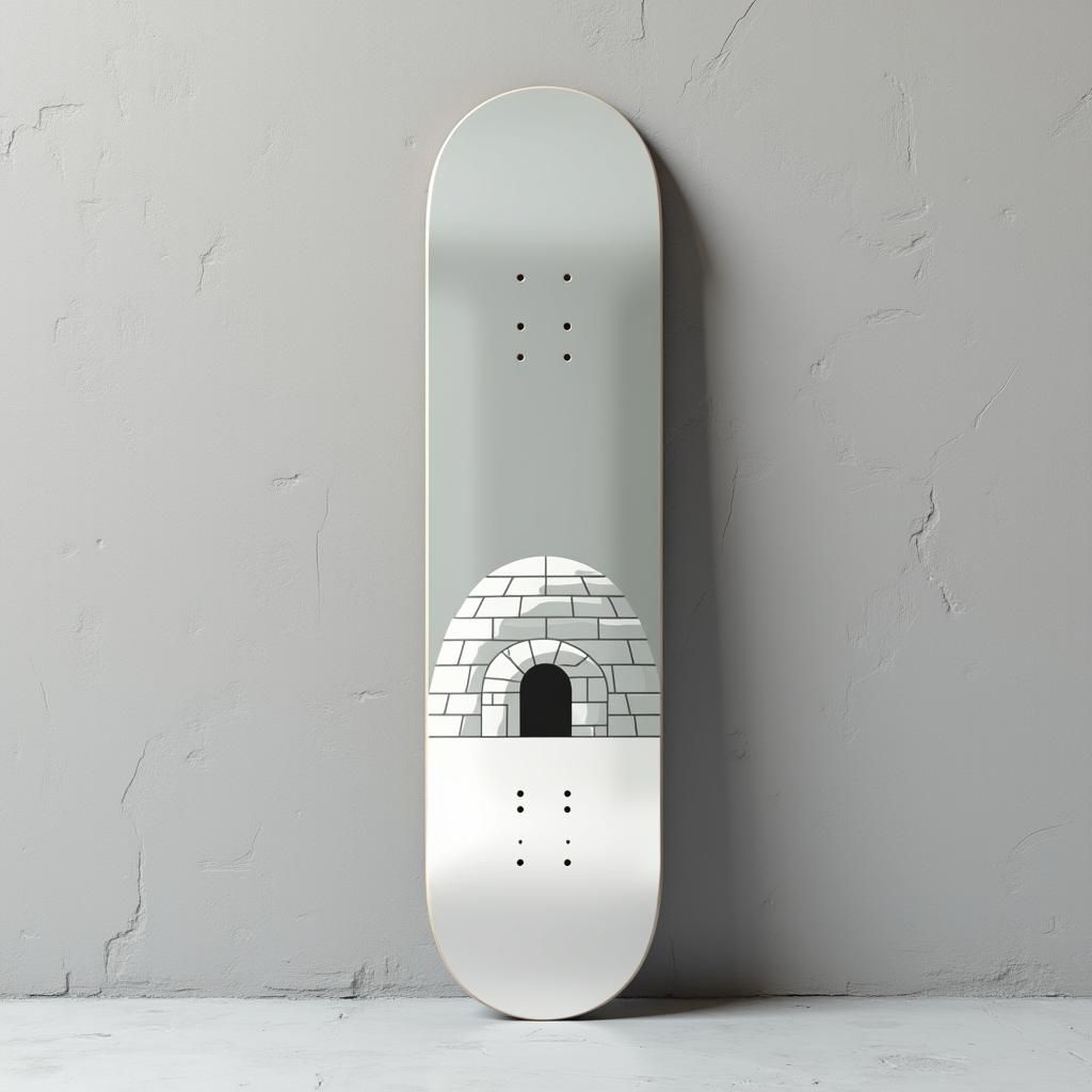 Minimalist Skateboard Deck with Geometric Igloo Design
