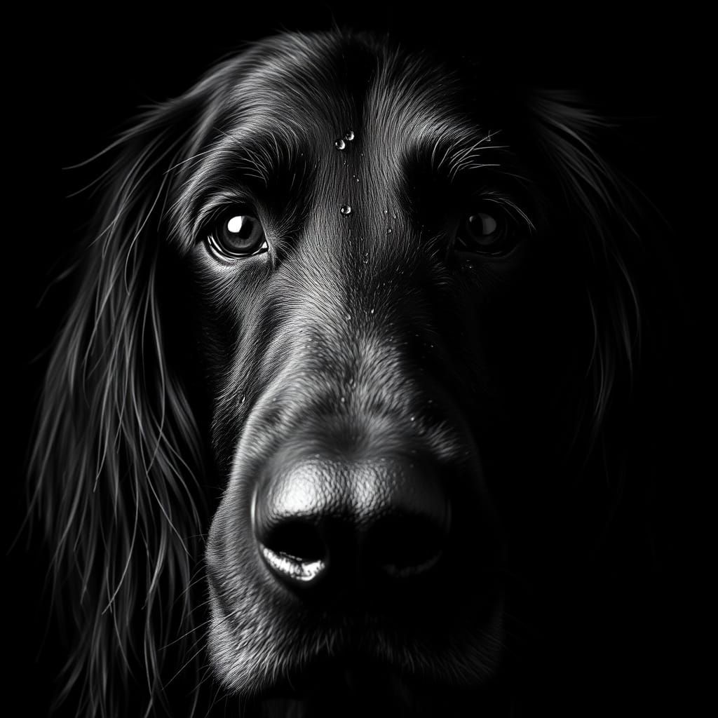 High Contrast Portrait of a Gordon Setter
