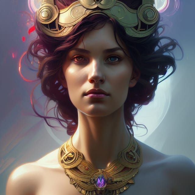 Goddess Portrait in Hyperdetailed Art Style