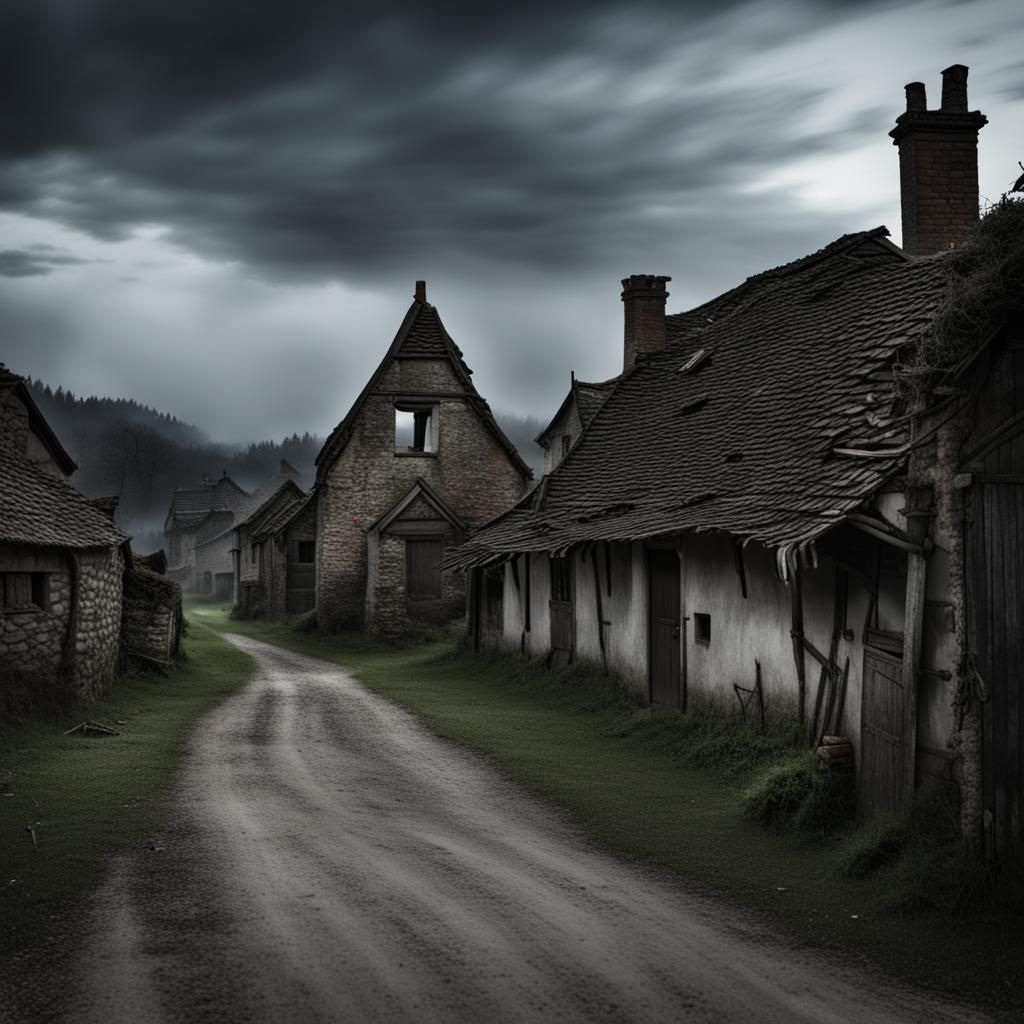 Eerie Haunted Village Landscape