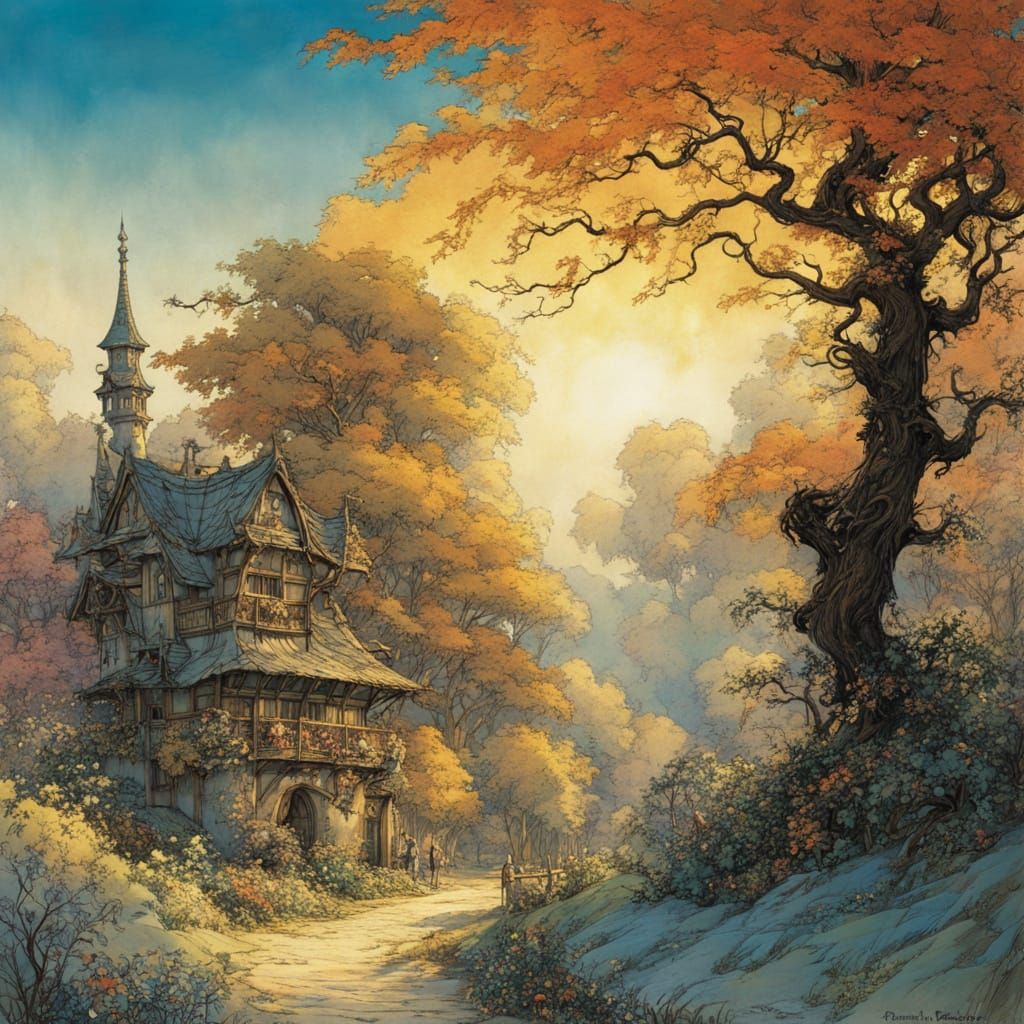 Fairytale Boy in Luminous Sunny Landscape